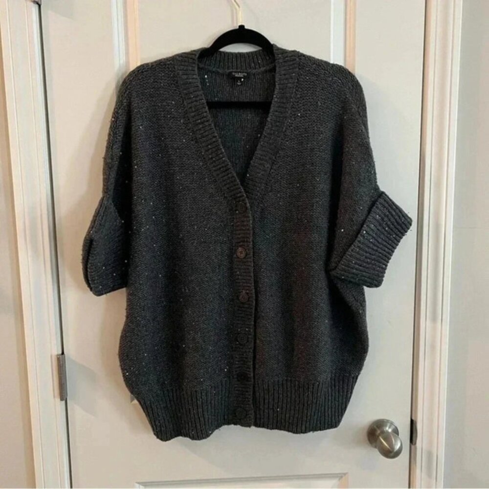 Talbots women’s cardigan sz small wool blend glitter sequins dolman sleeve
